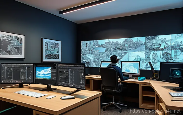 포켓몬스터 애니메이션의 제작사와 성우진 - **Prompt:** "A vibrant, bustling modern animation studio. Numerous skilled artists, both male and fe...