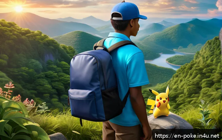 지우 사토시 의 성격과 트레이너로서의 성장 - A dynamic scene of a young, determined Pokémon trainer wearing a stylish yet practical outfit includ...